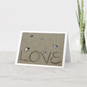 Festiva Tarjeta de playa de escritura de arena de amor
