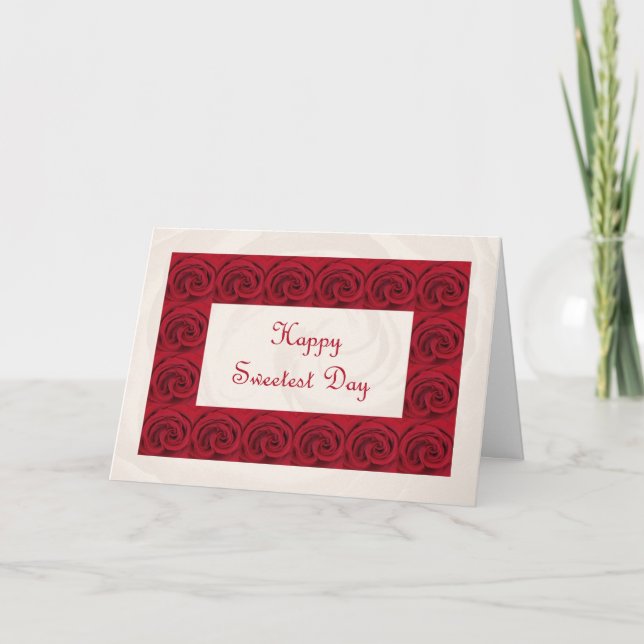 Festiva Tarjeta de poesía del día más dulce - Rosas (Anverso)