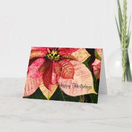 Festiva Tarjeta de poinsettia roja y dorada - Felices vaca