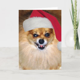 Festiva Tarjeta de Pomeranian Santa de los "Felices
