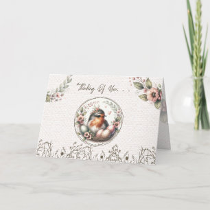 Festiva Tarjeta de primavera de pájaro Pensando en ti
