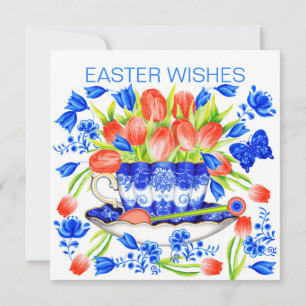 Festiva Tarjeta de primavera de tulipanes y equipos