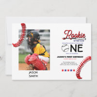 Tarjeta de primer cumpleaños para niños rookie de 