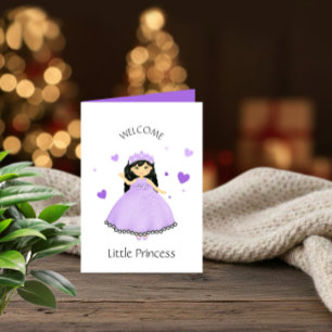 Festiva Tarjeta de Princesa Bebé Niña – Bienvenida Recién 