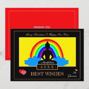Festiva Tarjeta de Rainbow Buddha y yoga de mindfulness / 