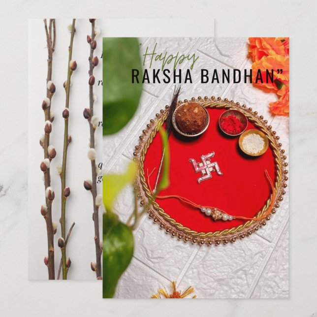 Festiva Tarjeta de Raksha Bandhan (Anverso / Reverso)