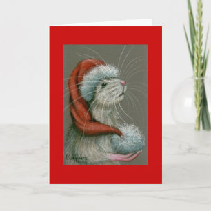 Festiva Tarjeta de Rat in Santa Hat Navidades