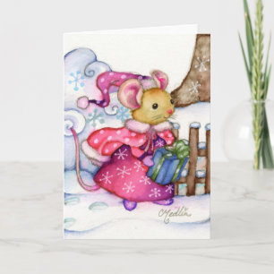 Festiva Tarjeta de ratón de regalo para navidades