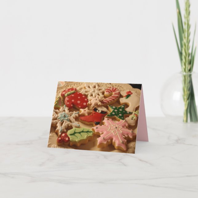 Festiva tarjeta de receta de galletas para navidades (Anverso)