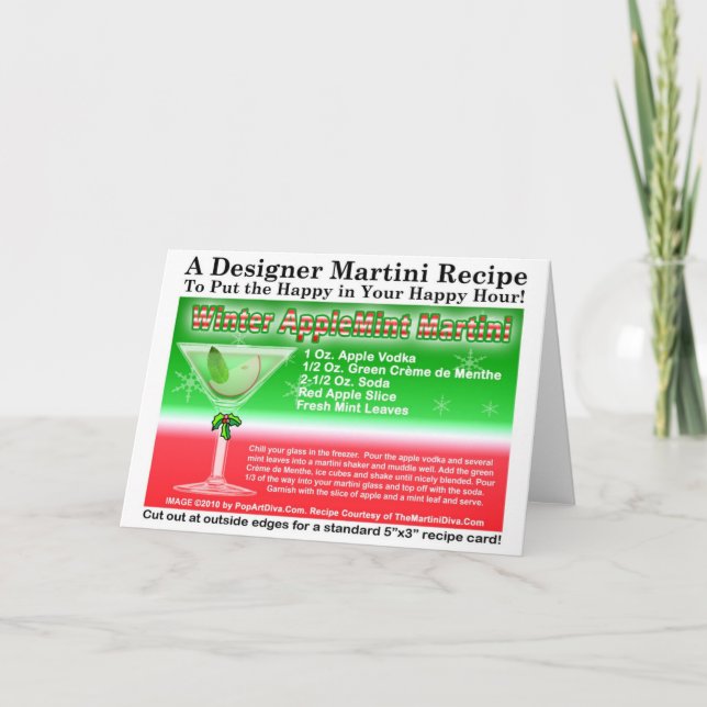 FESTIVA TARJETA DE RECETA MARTINI NAVIDADES DE MINT APPLE  (Anverso)