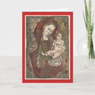 FESTIVA TARJETA DE RECIBIMIENTO DE MADONNA Y WOODBLOCK PAR