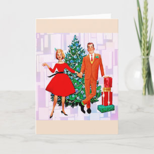 FESTIVA TARJETA DE RECOGIDA DE ARTE PARA NAVIDADES RETRO