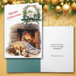 Festiva Tarjeta de reemplazo de Navidades de Golden Retrie