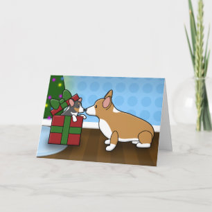 Festiva Tarjeta de regalo Corgi Puppy para Navidades de Ka