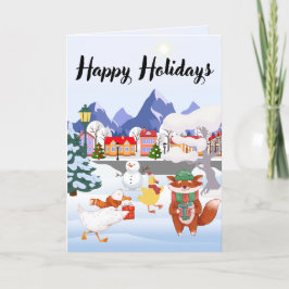 Festiva Tarjeta de regalo de vacaciones: Animales jugueton