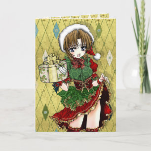 Festiva Tarjeta de regalo del chica del animado