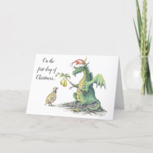 Festiva Tarjeta de regalo del dragón de la perdiz