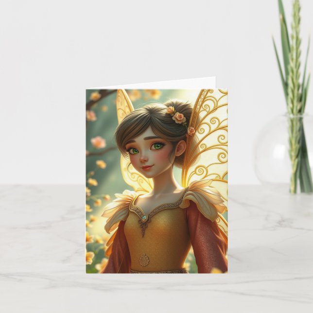 Festiva Tarjeta de retrato de hada de primavera (Anverso)