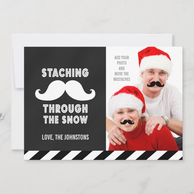 FESTIVA TARJETA DE REUNIÓN DE FUNNY MUSTACHE PERSONALIZABL (Anverso)
