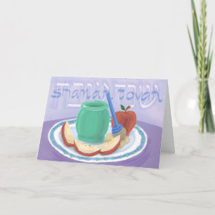 Festiva Tarjeta de Rosh Hashaná de Manzanas y Miel