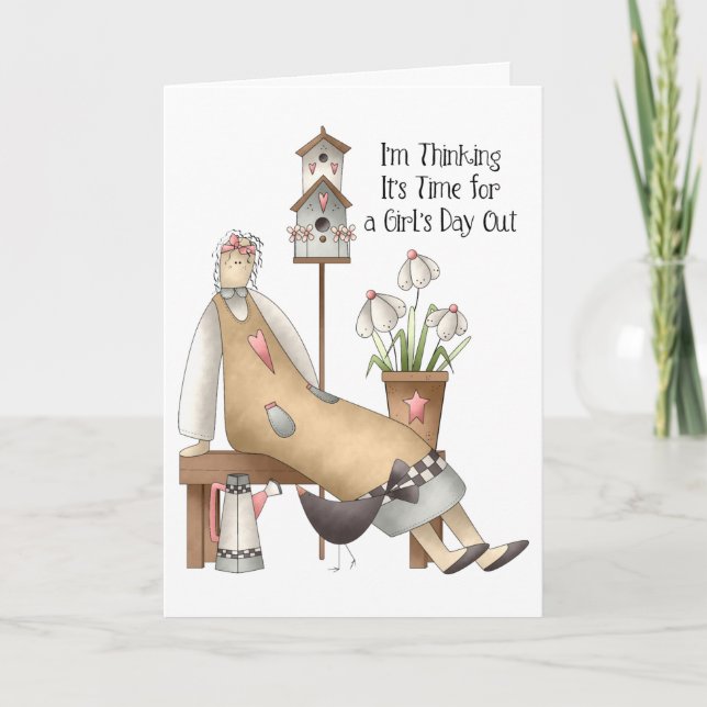 Festiva Tarjeta de salida de día para chicas (Anverso)