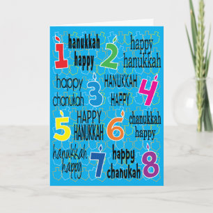 Festiva Tarjeta de saludo "8 noches de Hanukkah" con sobre