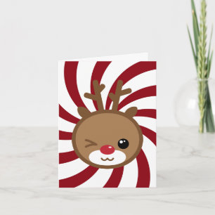 Festiva Tarjeta de saludo a los renos de Kawaii