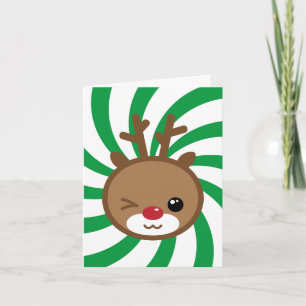 Festiva Tarjeta de saludo a los renos de Kawaii