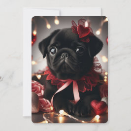 Festiva Tarjeta de saludo adorable de pug para el día de S
