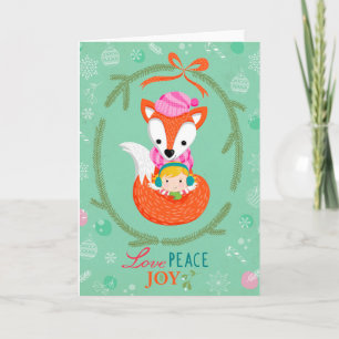 Festiva Tarjeta de saludo "Amor, Paz y Alegría"