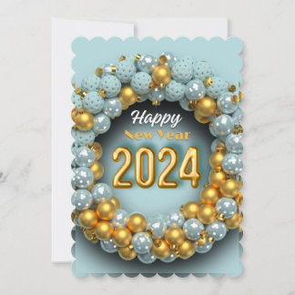 Festiva tarjeta de saludo Año Nuevo 2024