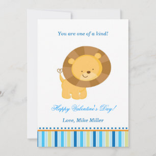 Festiva Tarjeta de saludo azul de león para niños día de S