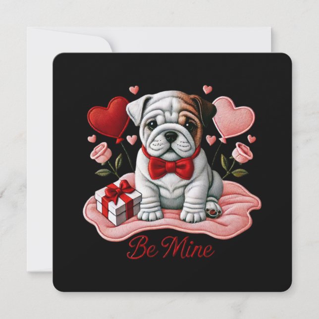 Festiva Tarjeta de saludo Be Mine Valentine English Bulldo (Anverso)