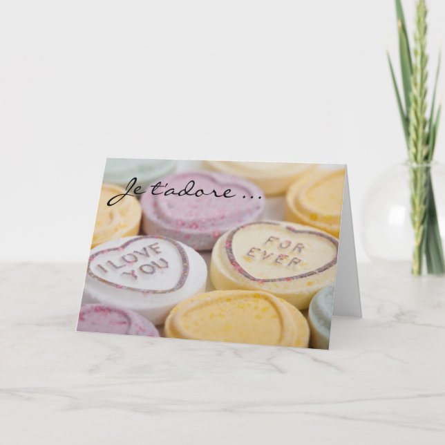 Festiva Tarjeta de saludo Candy Hearts (Anverso)