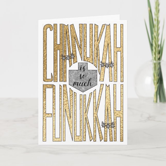 Festiva Tarjeta de saludo "Chanukah es tan Funukkah" (Anverso)