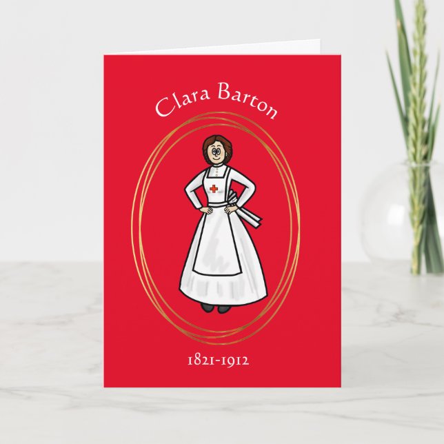 Festiva Tarjeta de saludo Clara Barton de la Cruz Roja (Anverso)
