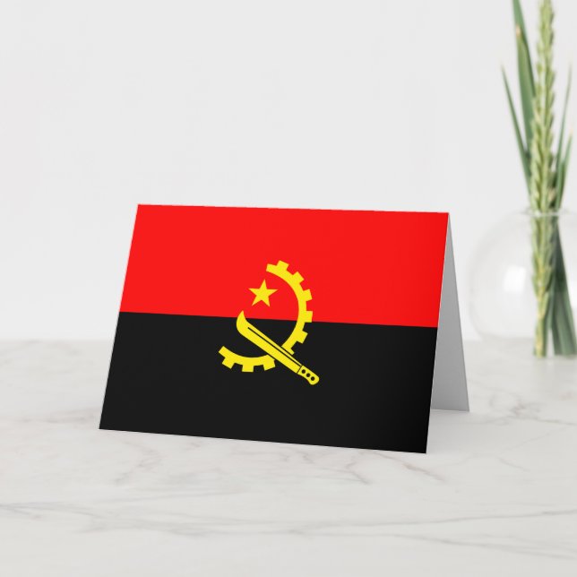 Festiva tarjeta de saludo con bandera angola (Anverso)