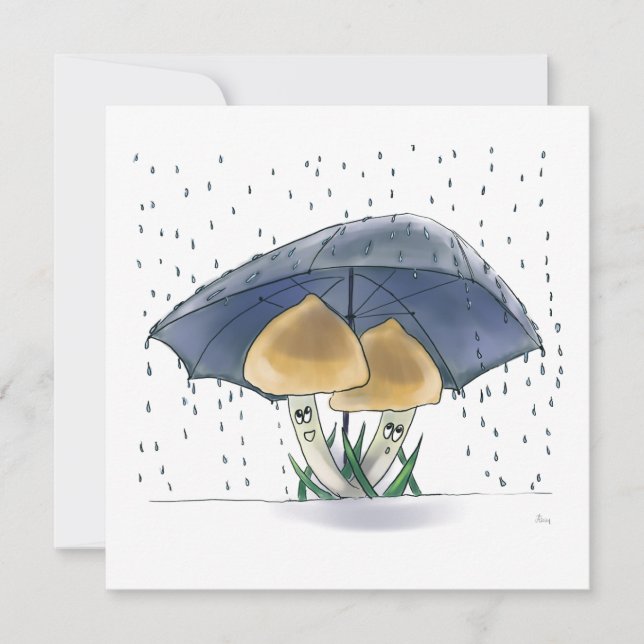 Festiva Tarjeta de saludo con hongos (Anverso)