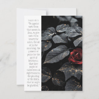 Festiva Tarjeta de saludo con Isaiah 61:3 'Belleza por los
