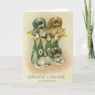 Festiva Tarjeta de saludo de Año Nuevo de los Cachorros Le