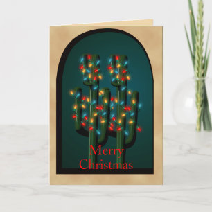 Festiva Tarjeta de saludo de árbol Cactus para Navidades d