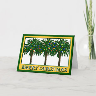 Festiva Tarjeta de saludo de árbol de palmeras del sur par