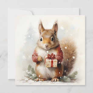 Festiva Tarjeta de saludo de ardilla para navidades