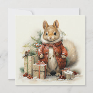 Festiva Tarjeta de saludo de ardilla para navidades