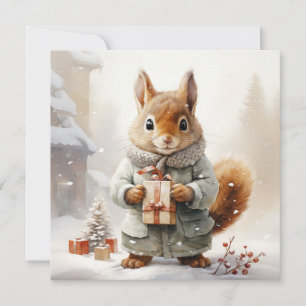 Festiva Tarjeta de saludo de ardilla para navidades