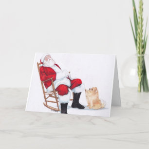 Festiva Tarjeta de saludo de arte de perro de Santa Wake U