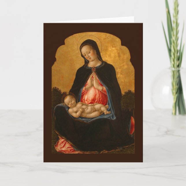 Festiva Tarjeta de saludo de arte infantil y de Madonna (Anverso)
