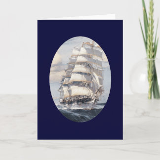 Festiva Tarjeta de saludo de barco de vela Vintage