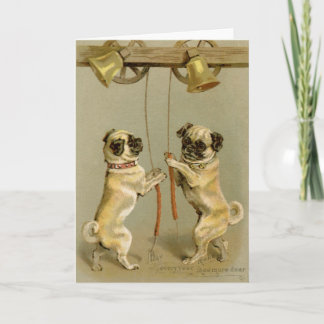 Festiva Tarjeta de saludo de Bell Bell de Pugs Ringing