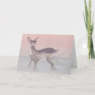 Festiva Tarjeta de saludo de boceto acuático "Deer"